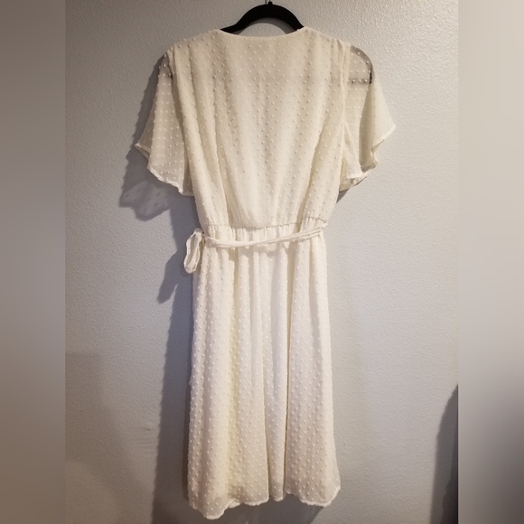 Womens Tacera Swiss Dots Wrap Dress Off White M - Picture 3 of 9